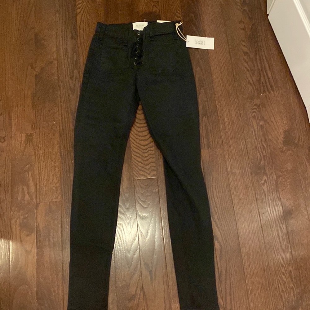 Black front tie up jeans
